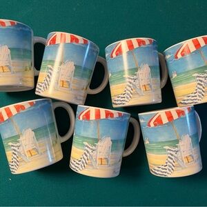 Melamine Coastal Design Mugs (set of 7)